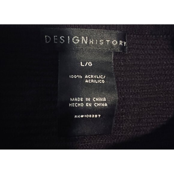 Design History Black Acrylic Womens Sweater L/G Ribbed Knit Crewneck Long Sleeve - Picture 3 of 4